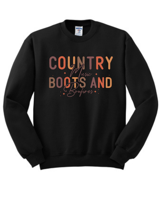Country Music, Boots and Bonfires Crewneck