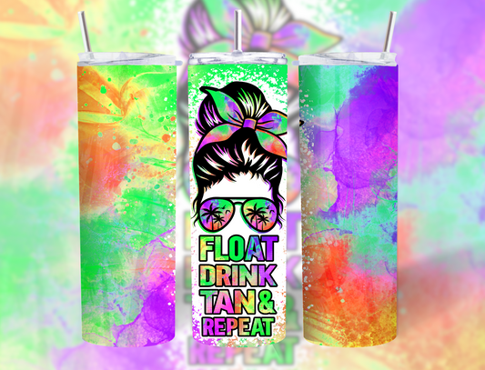 Float Drink Tan & Repeat Tumbler Summer Vibes