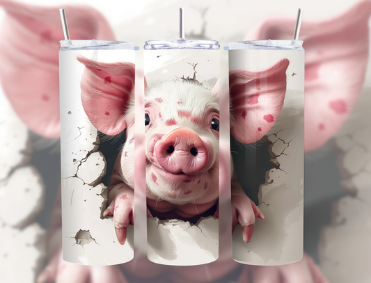 Breakout Piggy 20oz Tumbler with Lid and Straw.